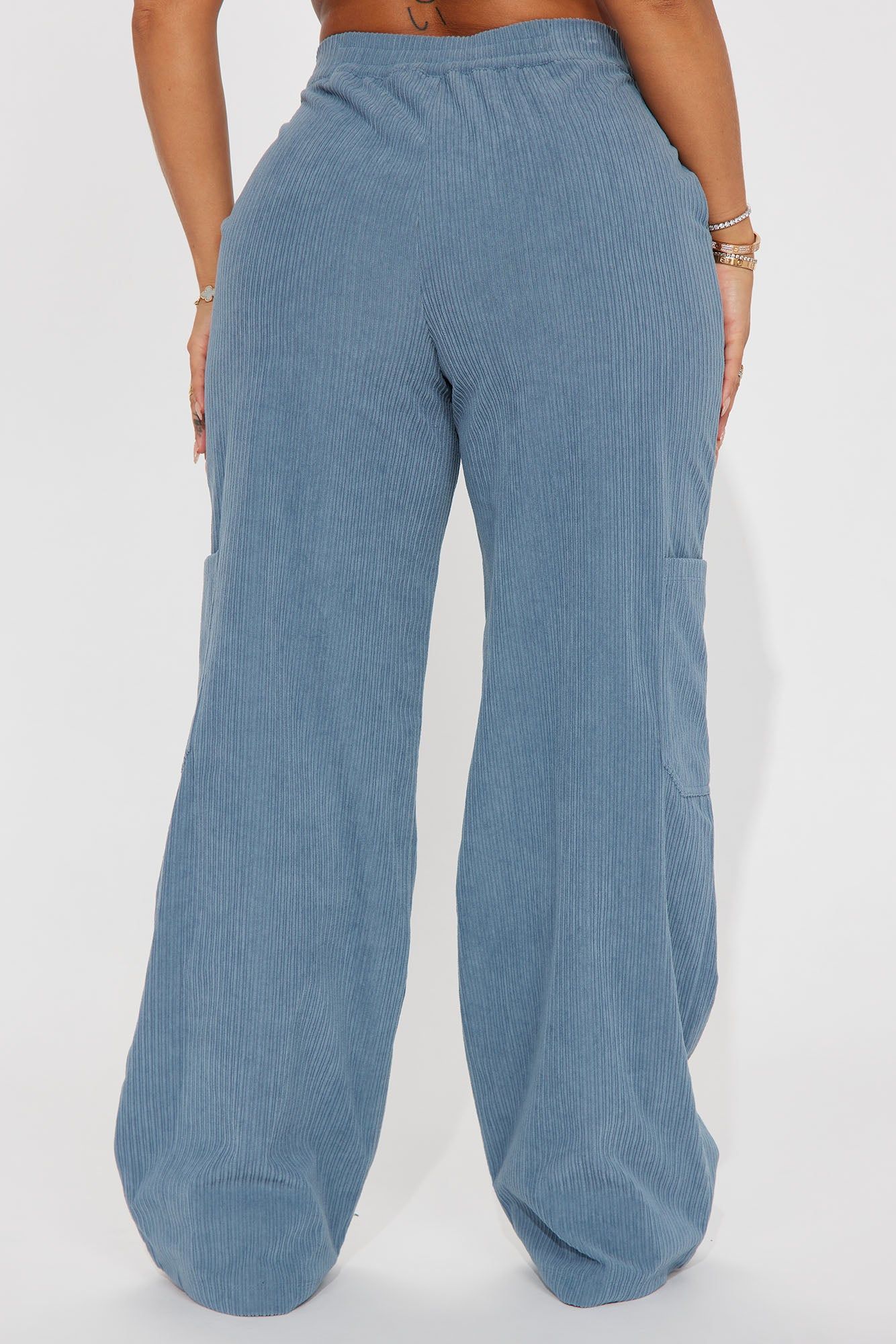 Lennon Wide Leg Corduroy Pant - Slate Blue sold by Fashion Nova product image thumbnail 4