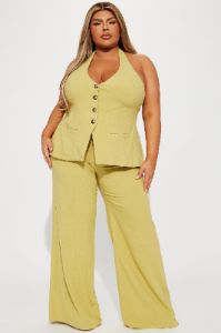 Cece Linen Pant Set - Chartreuse sold by Fashion Nova