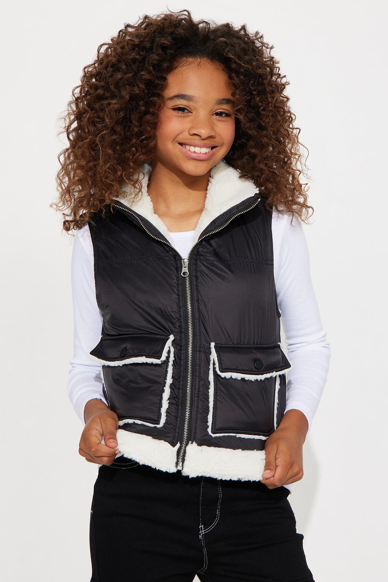 Mini Connie Sherpa Poly Vest - Black sold by Fashion Nova product image thumbnail 3