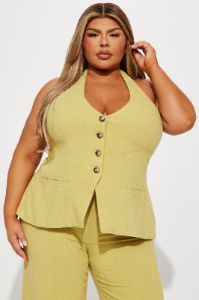 Cece Linen Pant Set - Chartreuse sold by Fashion Nova