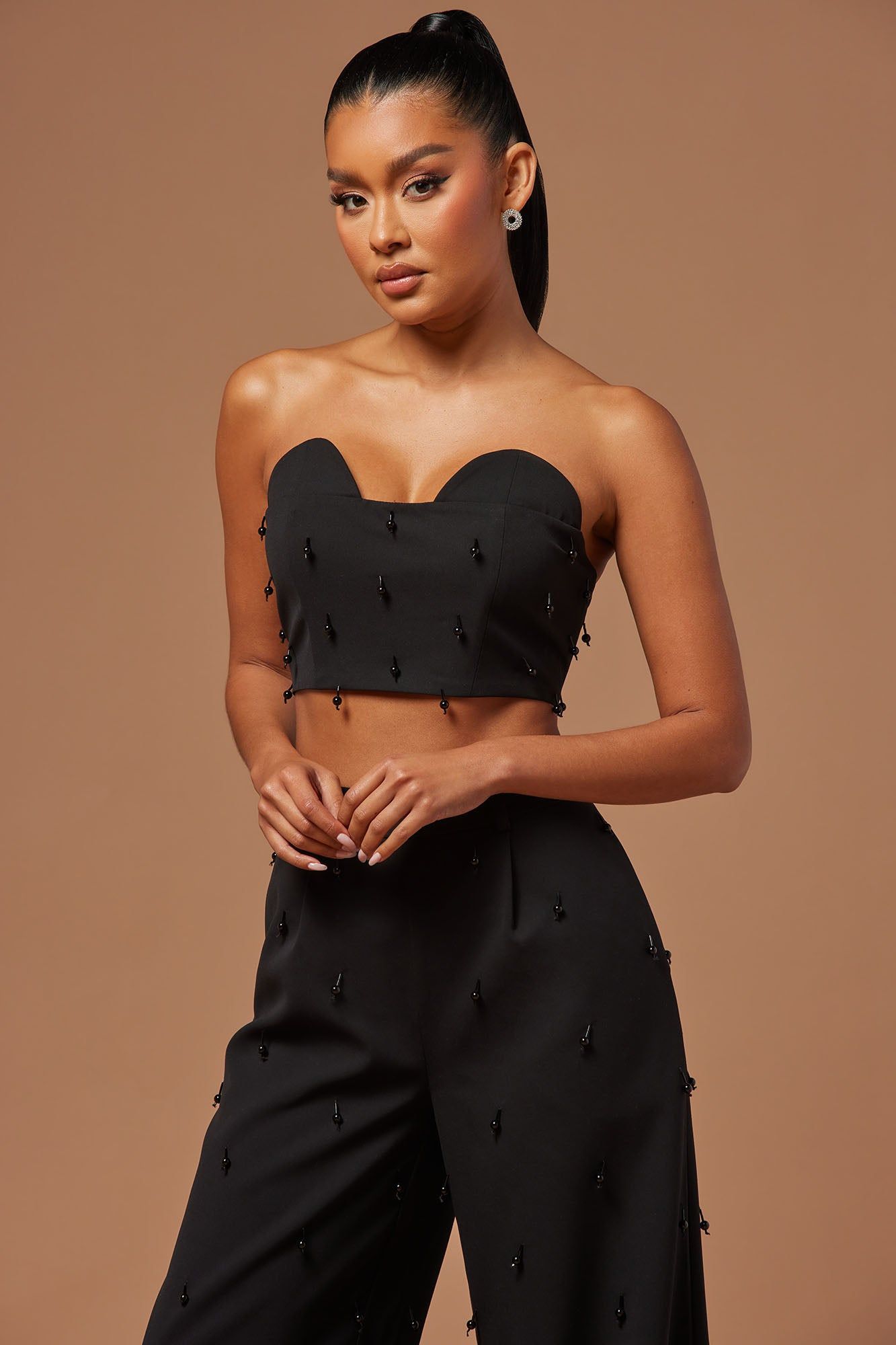 Rayah Embellished Corset Top - Black sold by Fashion Nova