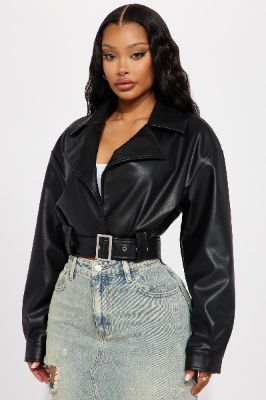 My Best Behavior Faux Leather Cropped Jacket - Black sold by Fashion Nova