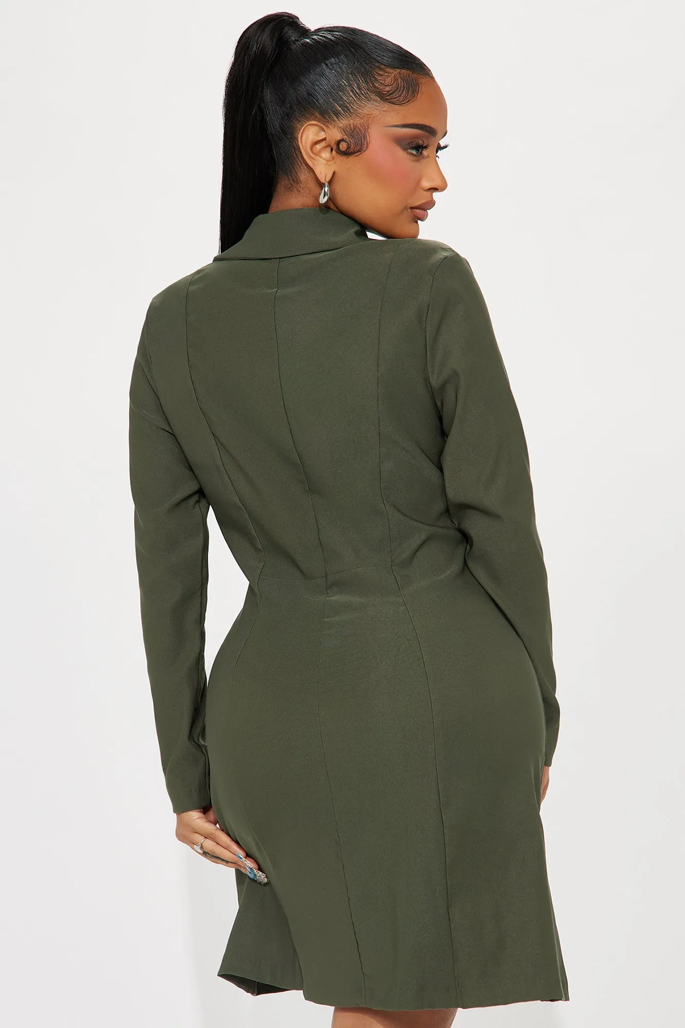 Sarah Stretch Blazer Mini Dress - Olive sold by Fashion Nova product image thumbnail 3