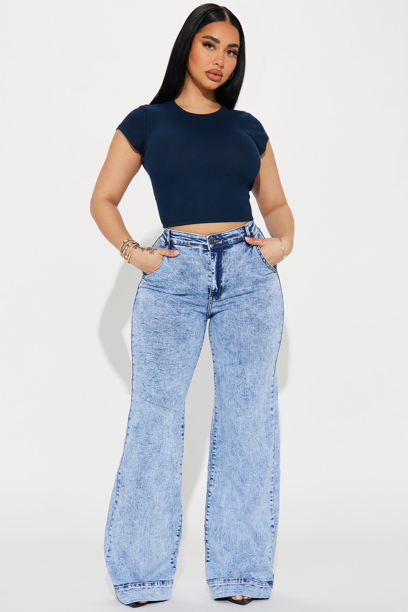 Kasey Ribbed Crop Top - Navy sold by Fashion Nova product image thumbnail 2