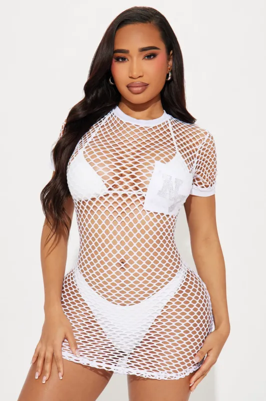 NY Summer Fishnet Cover Up - White sold by Fashion Nova