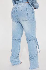All Tied Up Stretch Straight Leg Jeans - Light Wash sold by Fashion Nova