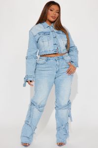 All Tied Up Stretch Straight Leg Jeans - Light Wash sold by Fashion Nova