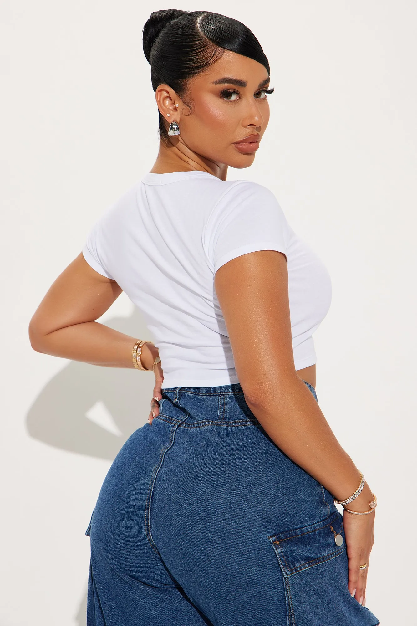Bitch I'm An Aquarius Fitted Tee - White sold by Fashion Nova product image thumbnail 4