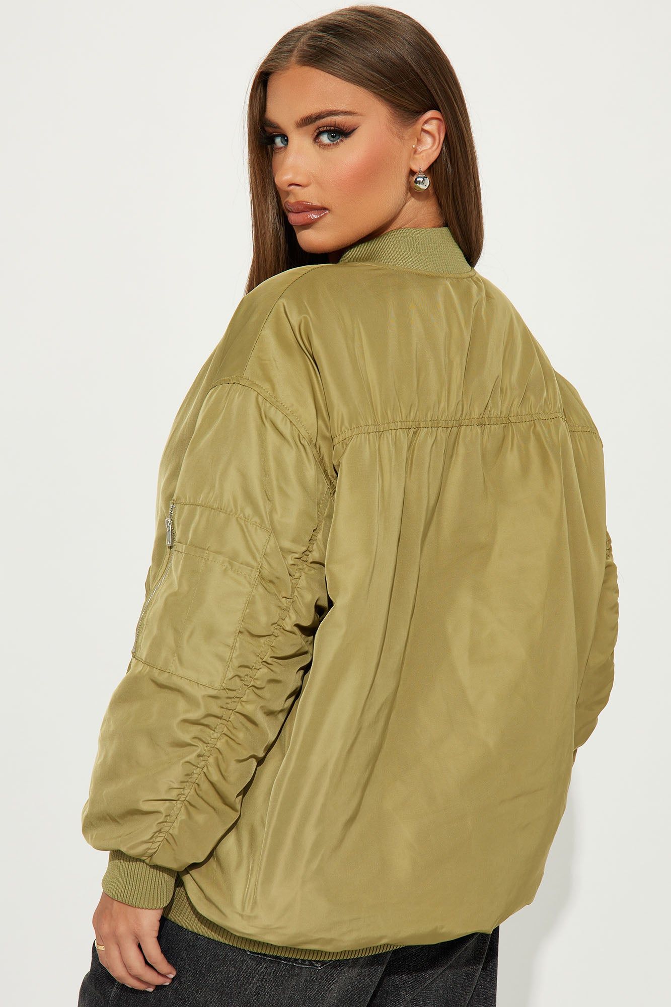 Let's Chill Bomber Jacket - Olive sold by Fashion Nova product image thumbnail 3