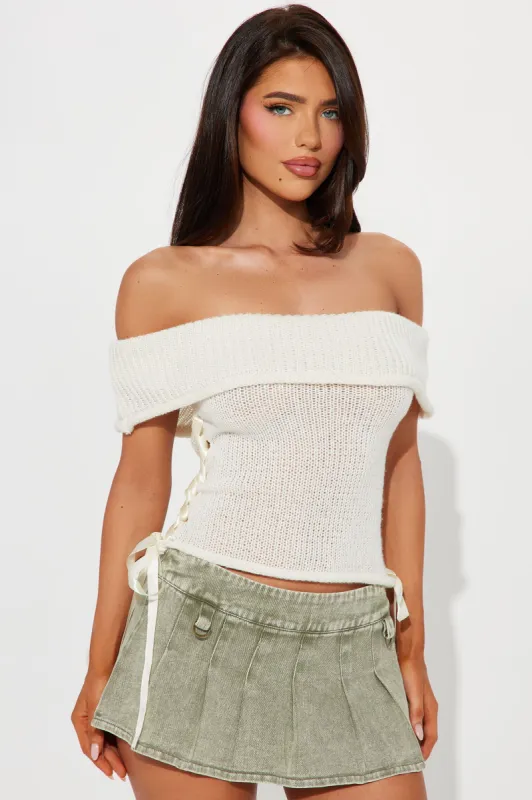 Ballet Babe Lace Up Sweater Top - Ivory sold by Fashion Nova