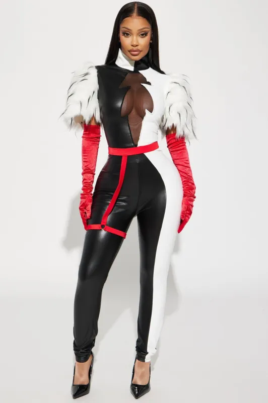 Keep It Cruel Jumpsuit 4 Piece Costume Set - Black/White sold by Fashion Nova