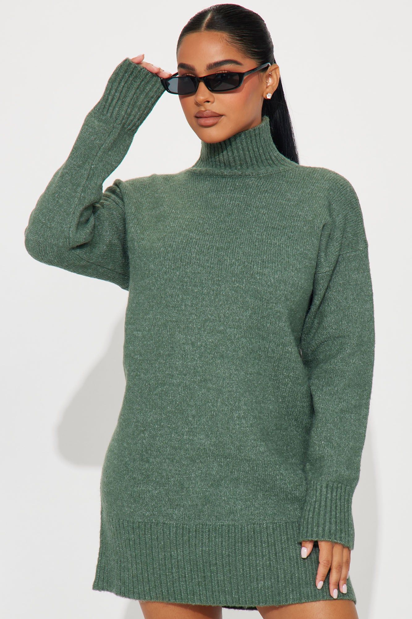 Manhattan Sweater Mini Dress - Green sold by Fashion Nova