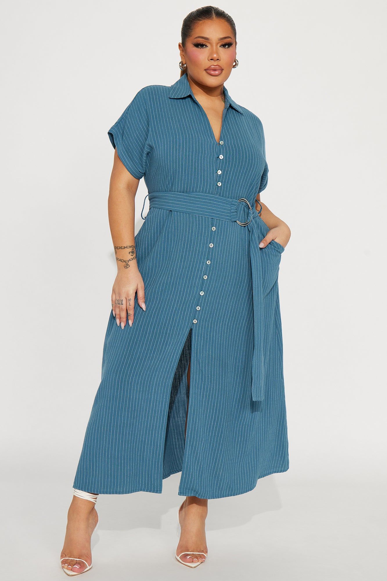 Eliza Button Up Maxi Dress - Blue sold by Fashion Nova product image thumbnail 4