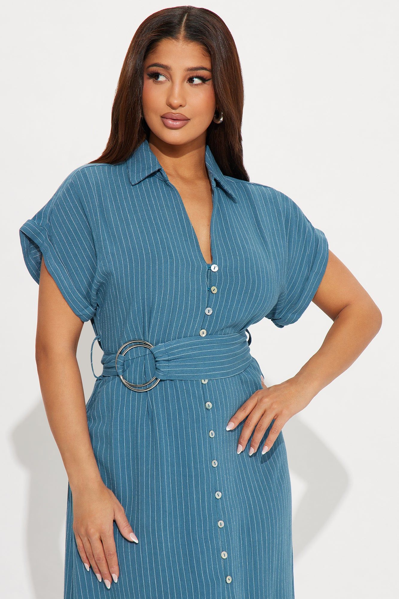 Eliza Button Up Maxi Dress - Blue sold by Fashion Nova product image thumbnail 2
