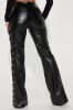 Don't Care Lace Up Faux Leather Pant - Black sold by Fashion Nova