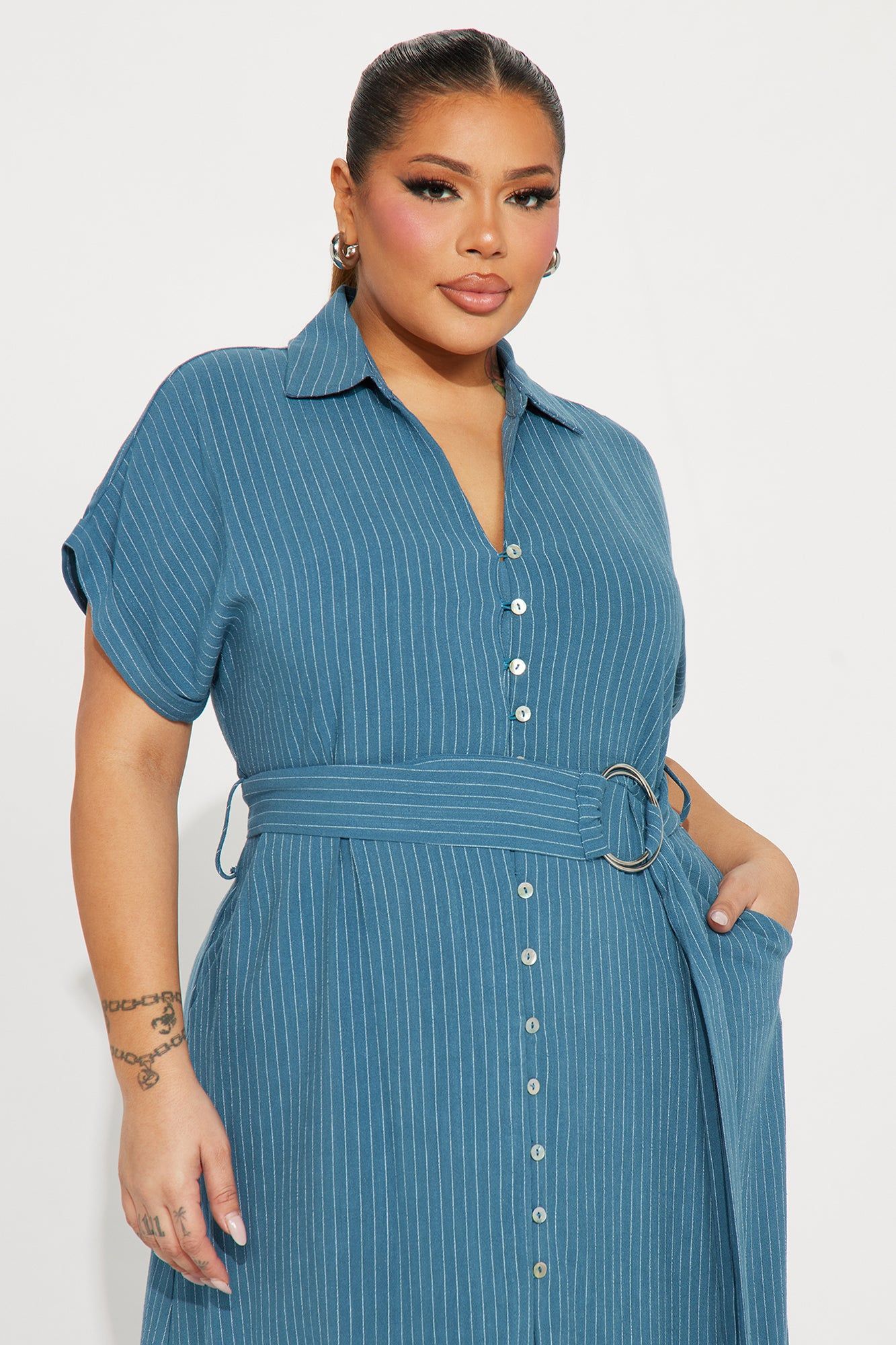 Eliza Button Up Maxi Dress - Blue sold by Fashion Nova product image thumbnail 5