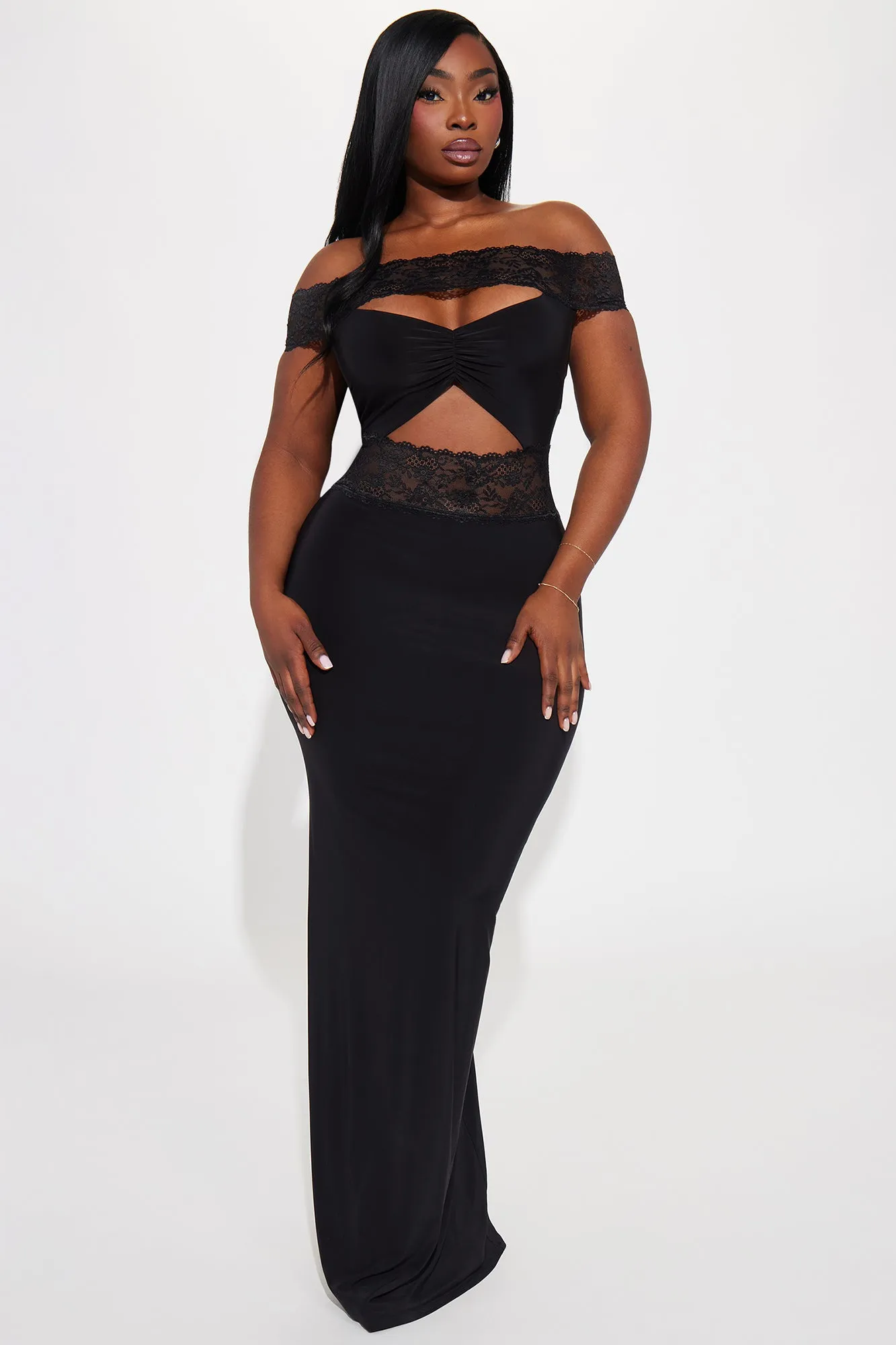 Monica Lace Off Shoulder Maxi Dress - Black sold by Fashion Nova product image thumbnail 4