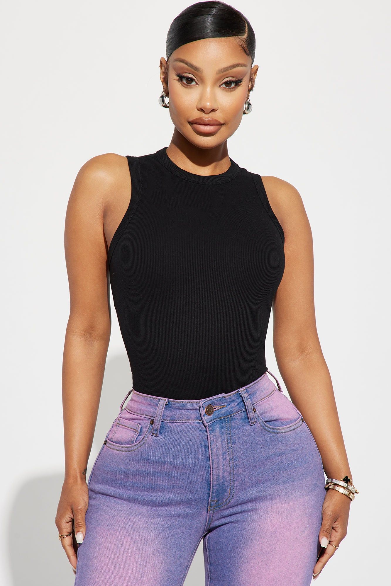 Lily Ribbed Tank - Black sold by Fashion Nova