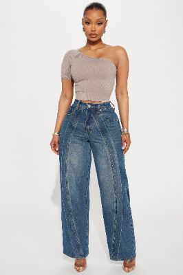 Wavy Baby Straight Leg Jeans - Medium Wash sold by Fashion Nova