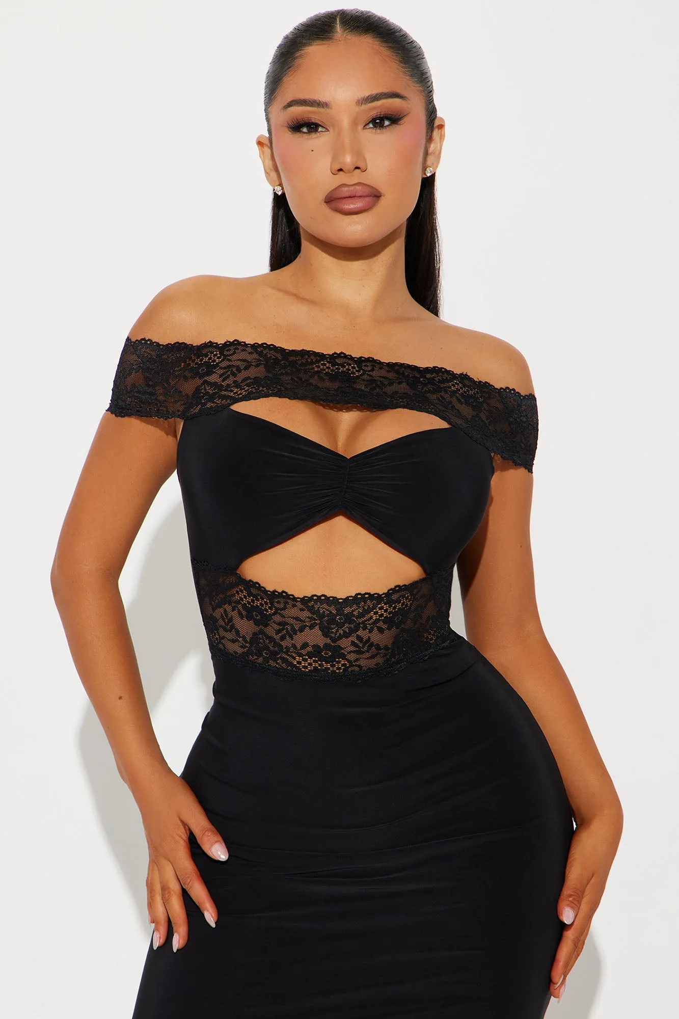Monica Lace Off Shoulder Maxi Dress - Black sold by Fashion Nova product image thumbnail 2