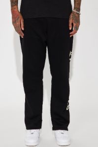 LA Script Straight Sweatpant - Black sold by Fashion Nova