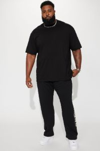 LA Script Straight Sweatpant - Black sold by Fashion Nova