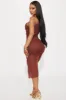 Arielle Mesh Midi Dress - Brown sold by Fashion Nova