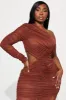 Arielle Mesh Midi Dress - Brown sold by Fashion Nova