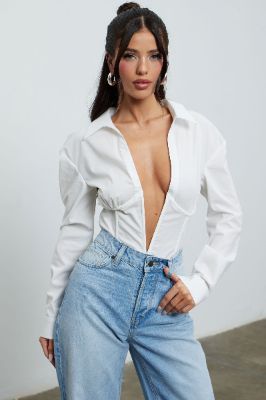 Off The Clock Corset Top - White sold by Fashion Nova