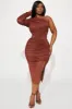 Arielle Mesh Midi Dress - Brown sold by Fashion Nova