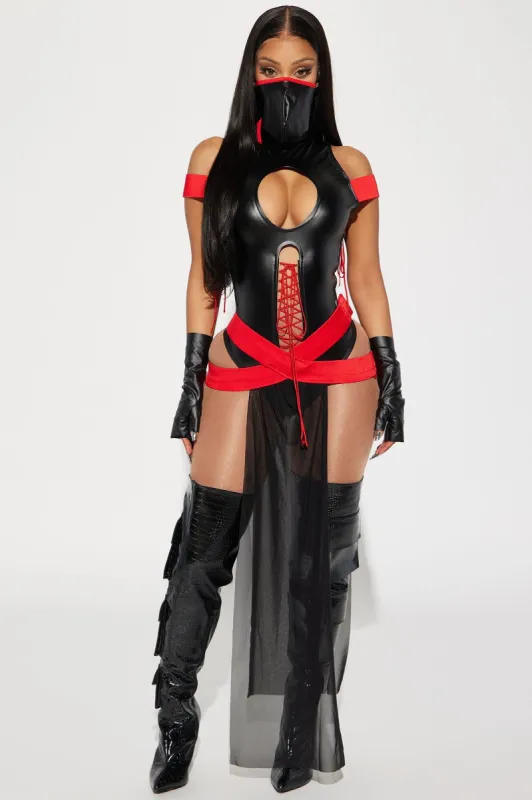Sneaky As Can Be Ninja 4 Piece Costume Set - Black/Red sold by Fashion Nova