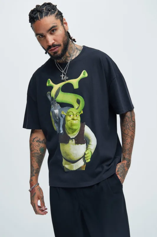 Shrek And Donkey Short Sleeve Tee - Black sold by Fashion Nova
