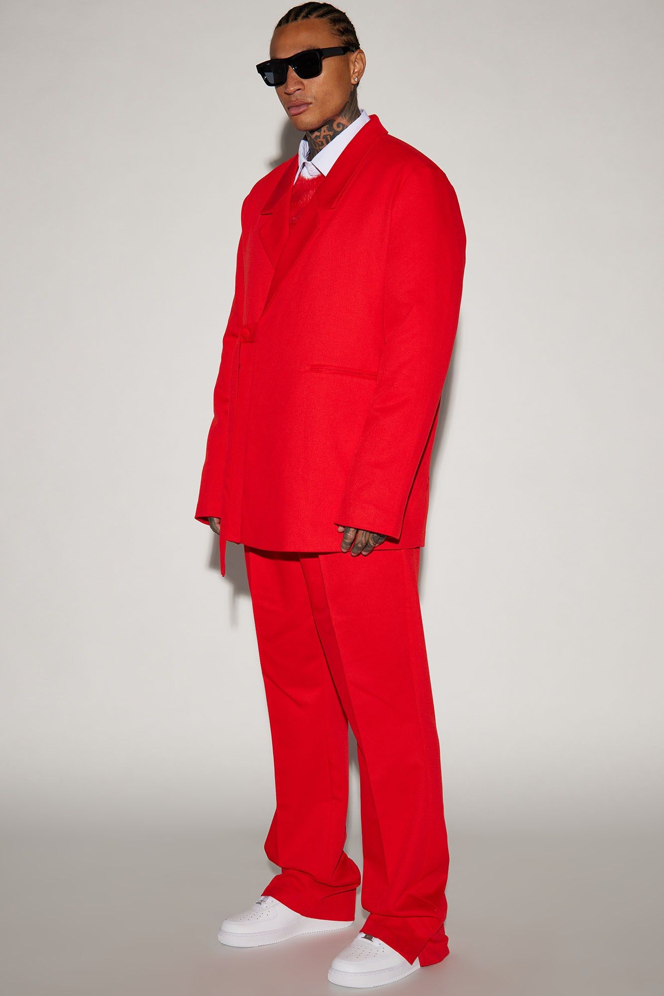 Thomas Luxury Texture Slit Flare Trousers - Red sold by Fashion Nova product image thumbnail 2