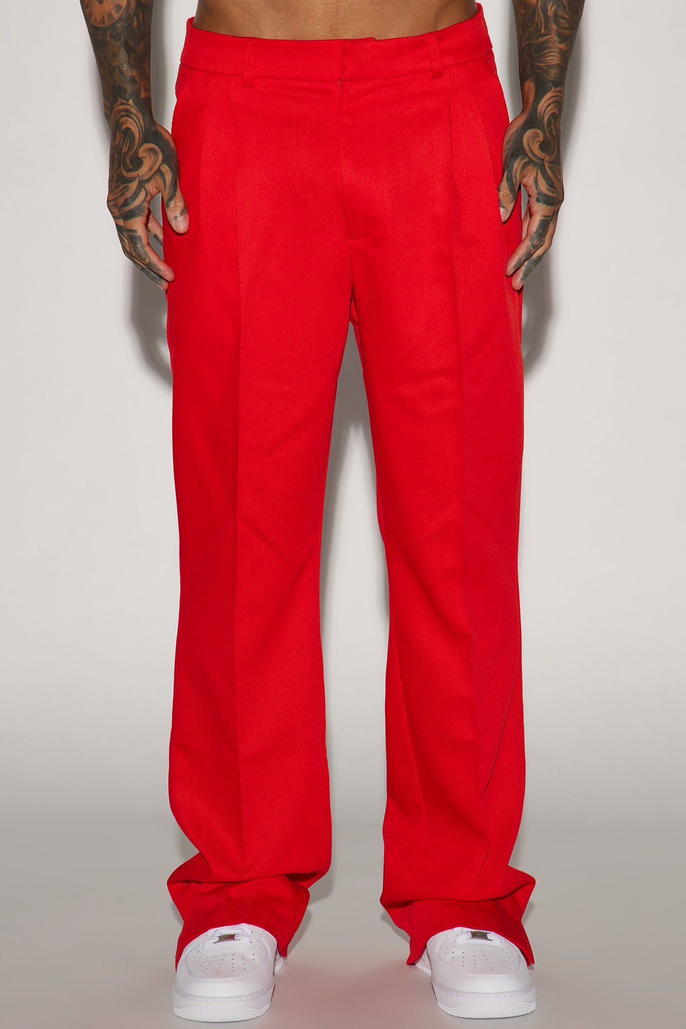 Thomas Luxury Texture Slit Flare Trousers - Red sold by Fashion Nova product image thumbnail 3