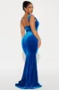 Diamonds Are Forever Velvet Maxi Dress - Royal sold by Fashion Nova