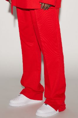 Thomas Luxury Texture Slit Flare Trousers - Red sold by Fashion Nova