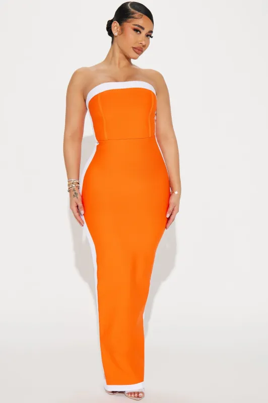 Jenna Bandage Maxi Dress - Orange sold by Fashion Nova