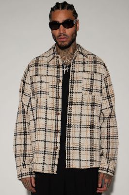 Take You On A Ride Textured Button Up Shirt - Tan/Multi sold by Fashion Nova