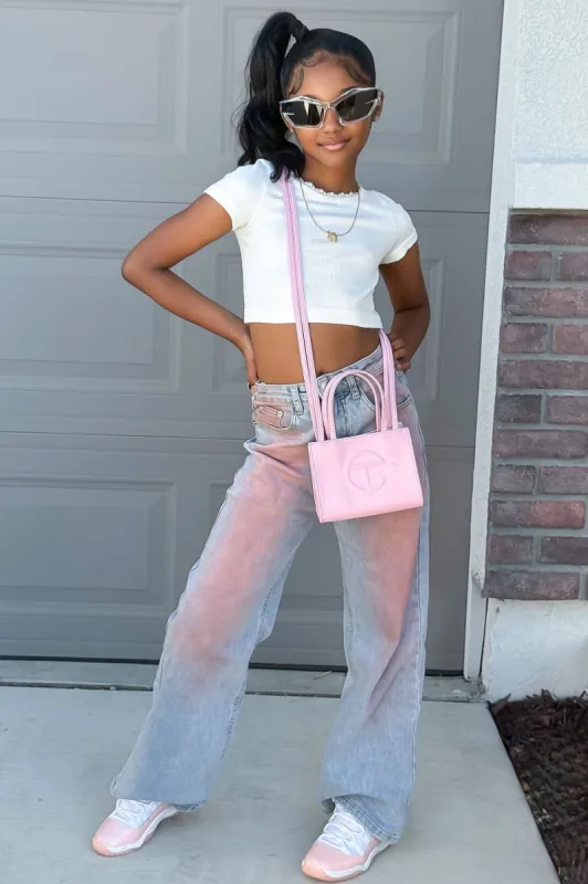 Mini CiCi Wide Leg Jeans - Light Wash made by Fashion Nova