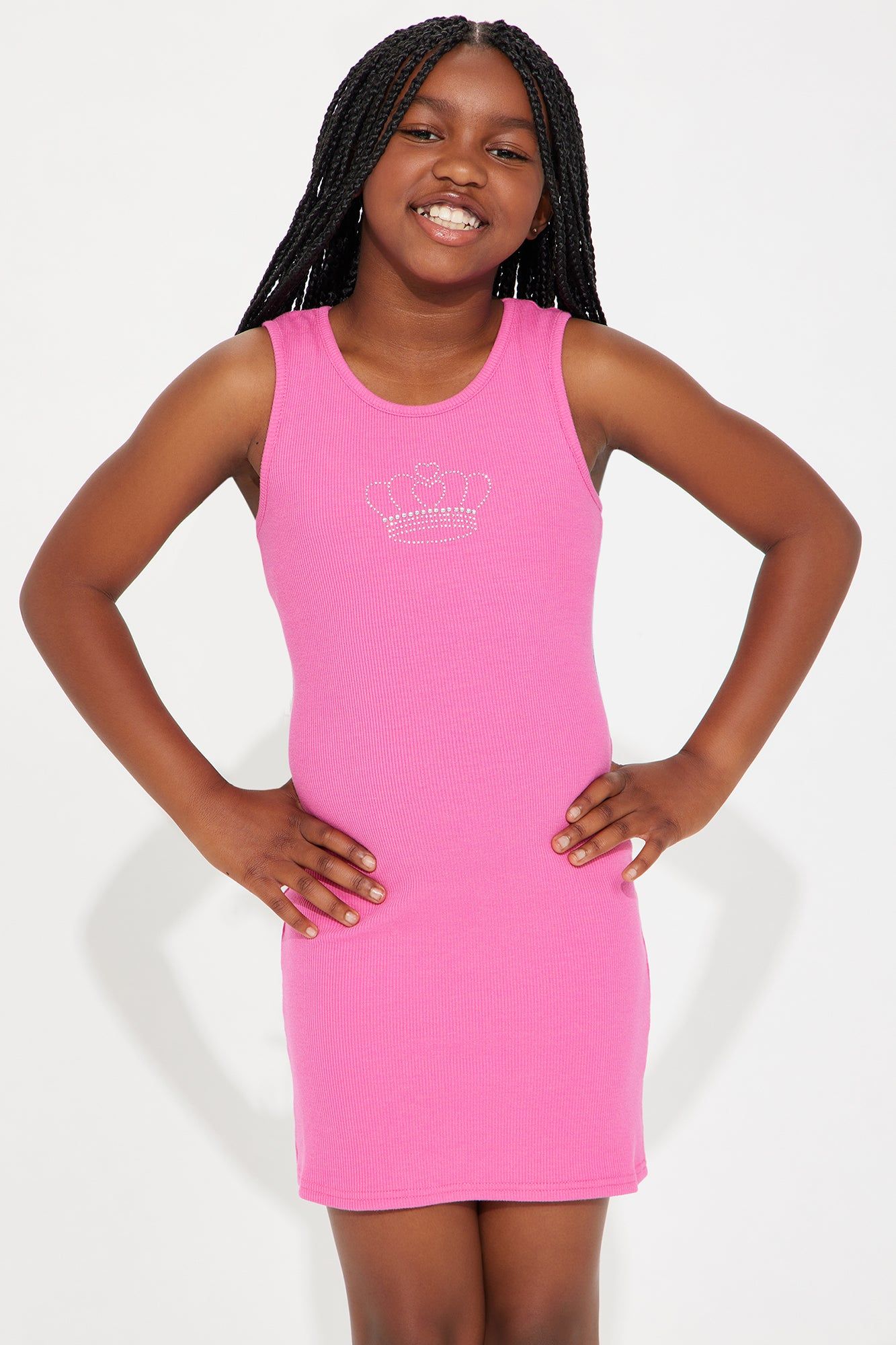Mini Center Of Attention Rhinestone Dress - Hot Pink sold by Fashion Nova
