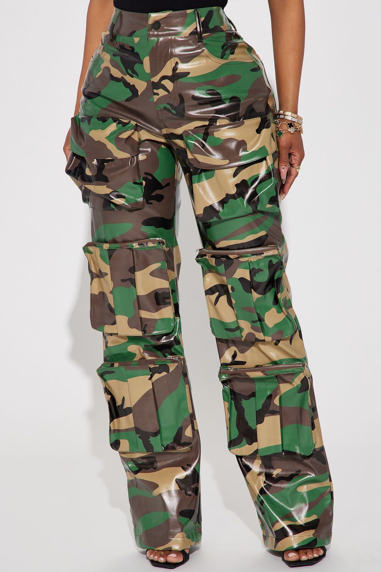 My Way Faux Leather Camo Cargo Pant - Brown/combo sold by Fashion Nova product image thumbnail 2