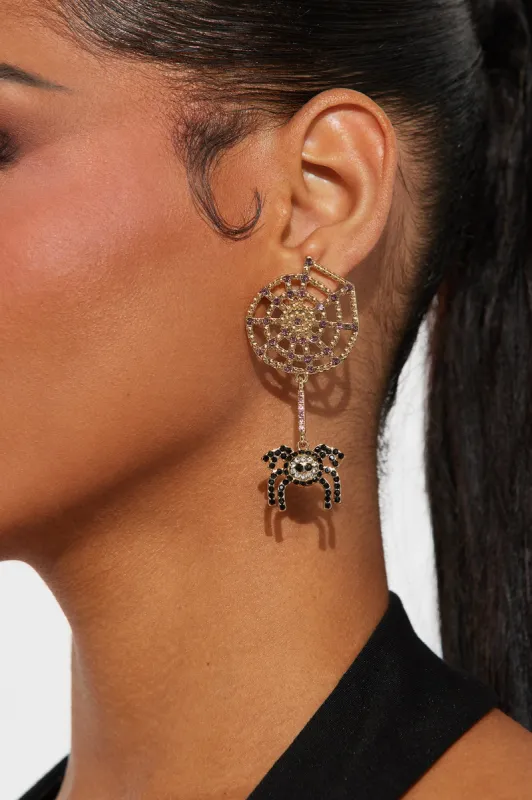 Charlottes Web Earrings - Black/Purple made by Fashion Nova