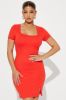 Giselle Short Sleeve Mini Dress - Red sold by Fashion Nova
