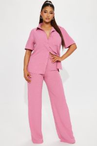 Makenzie Short Sleeve Pant Set - Mauve sold by Fashion Nova