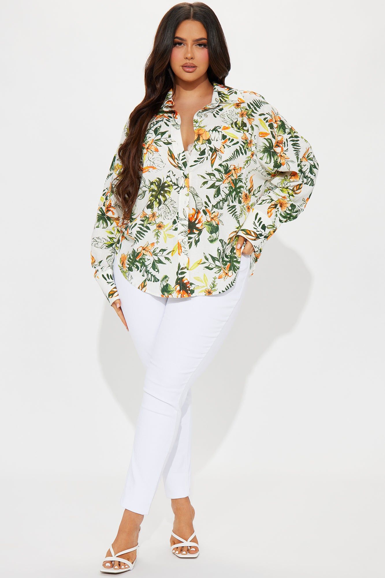 Tropical Vibe Linen Shirt - White/combo sold by Fashion Nova product image thumbnail 5