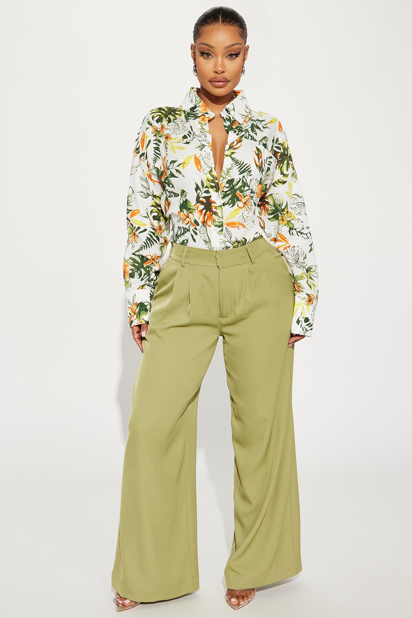 Tropical Vibe Linen Shirt - White/combo sold by Fashion Nova product image thumbnail 2