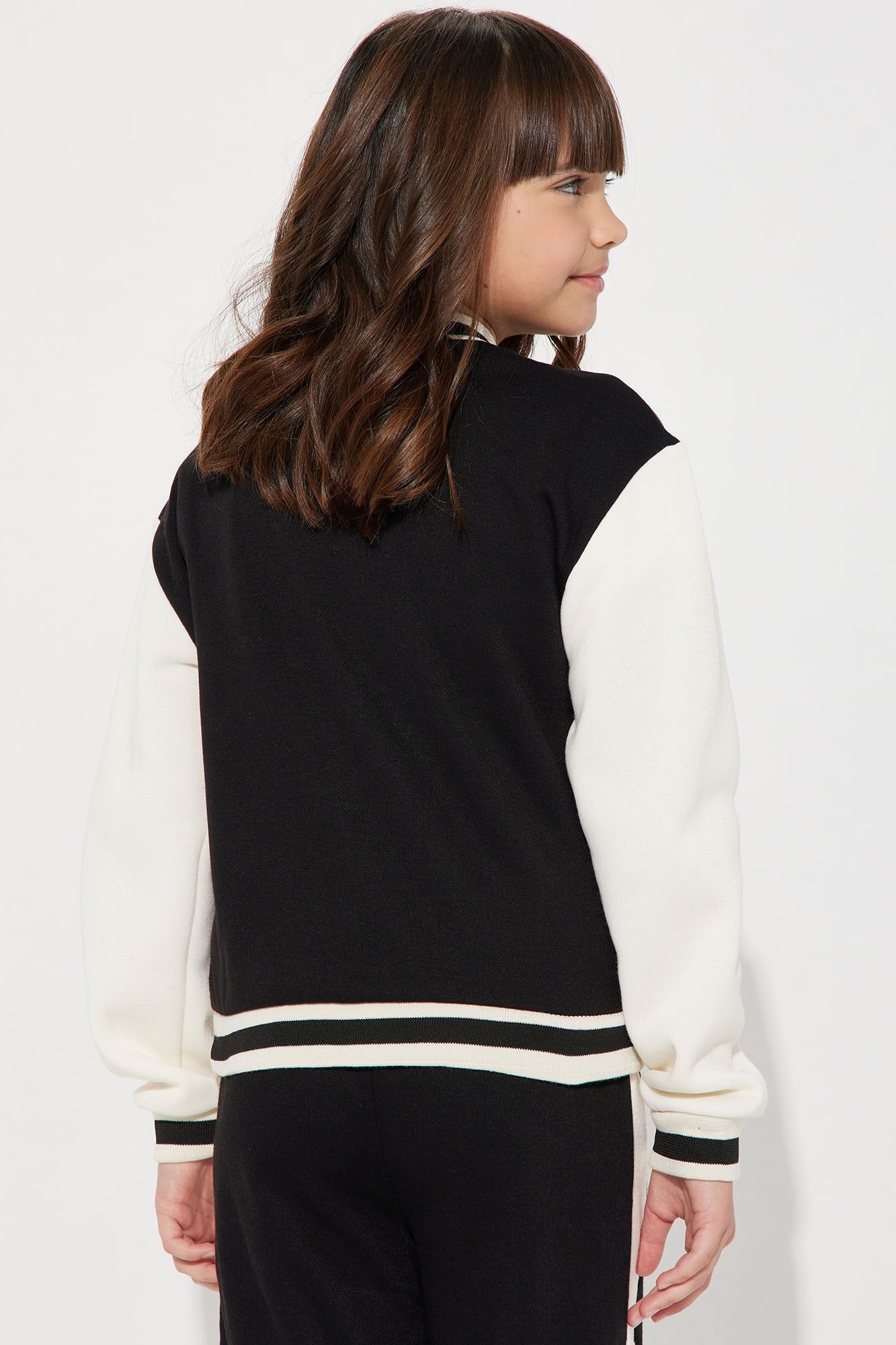 Mini All Around Varsity Fleece Jacket - Black/combo sold by Fashion Nova product image thumbnail 4