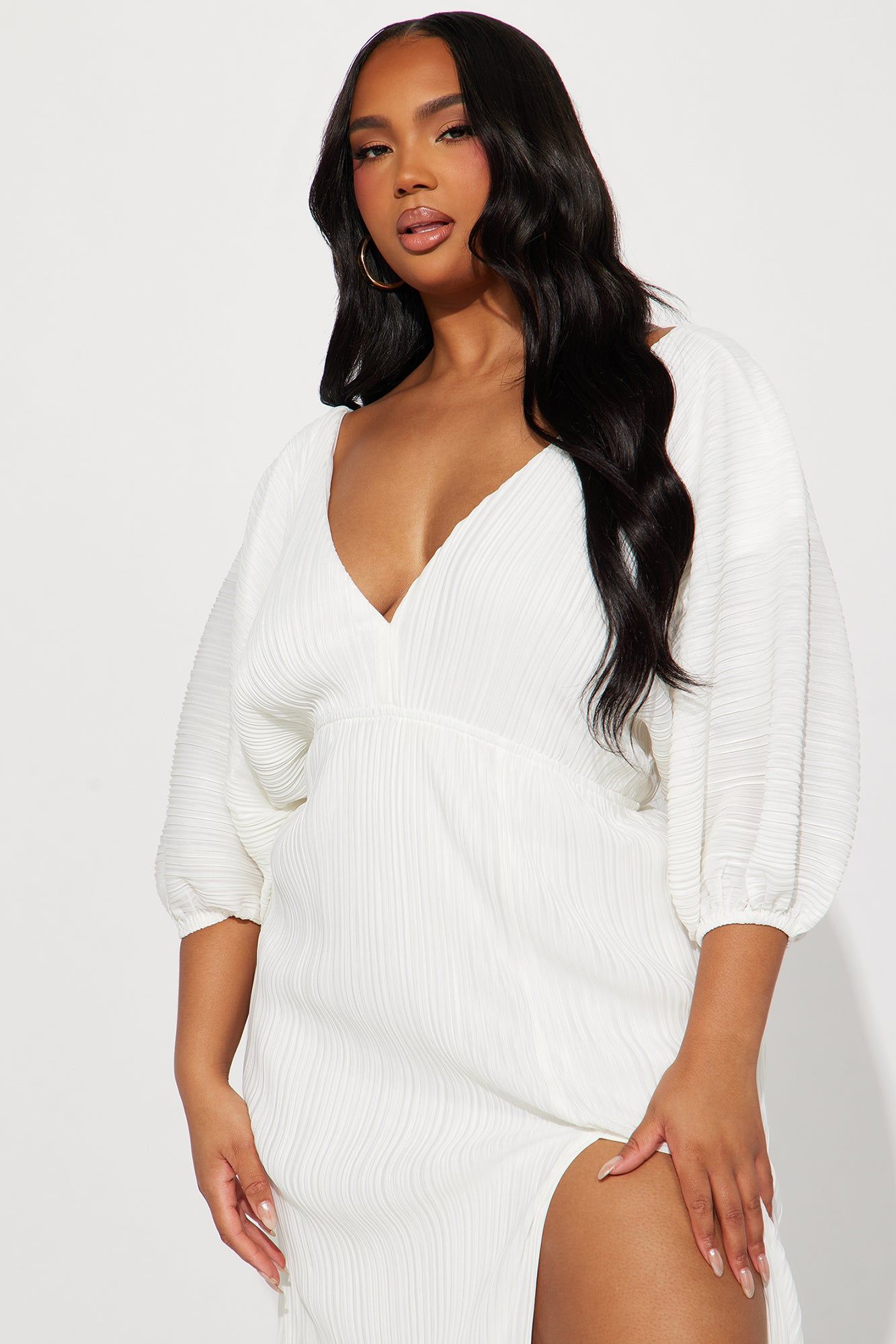 Paloma Pleated Maxi Dress - White | Parallel