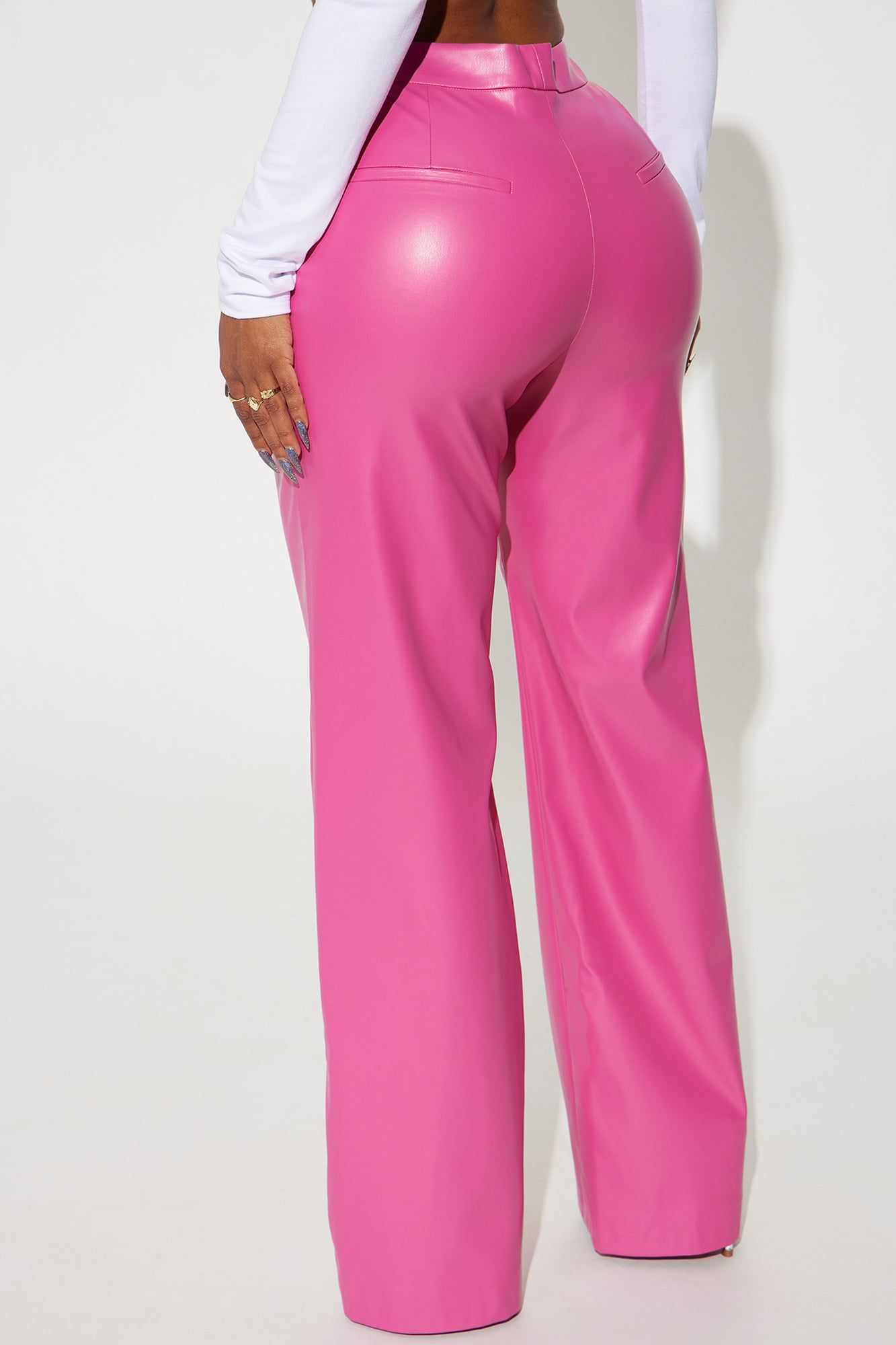 Around Town Faux Leather Trouser - Fuchsia sold by Fashion Nova product image thumbnail 3
