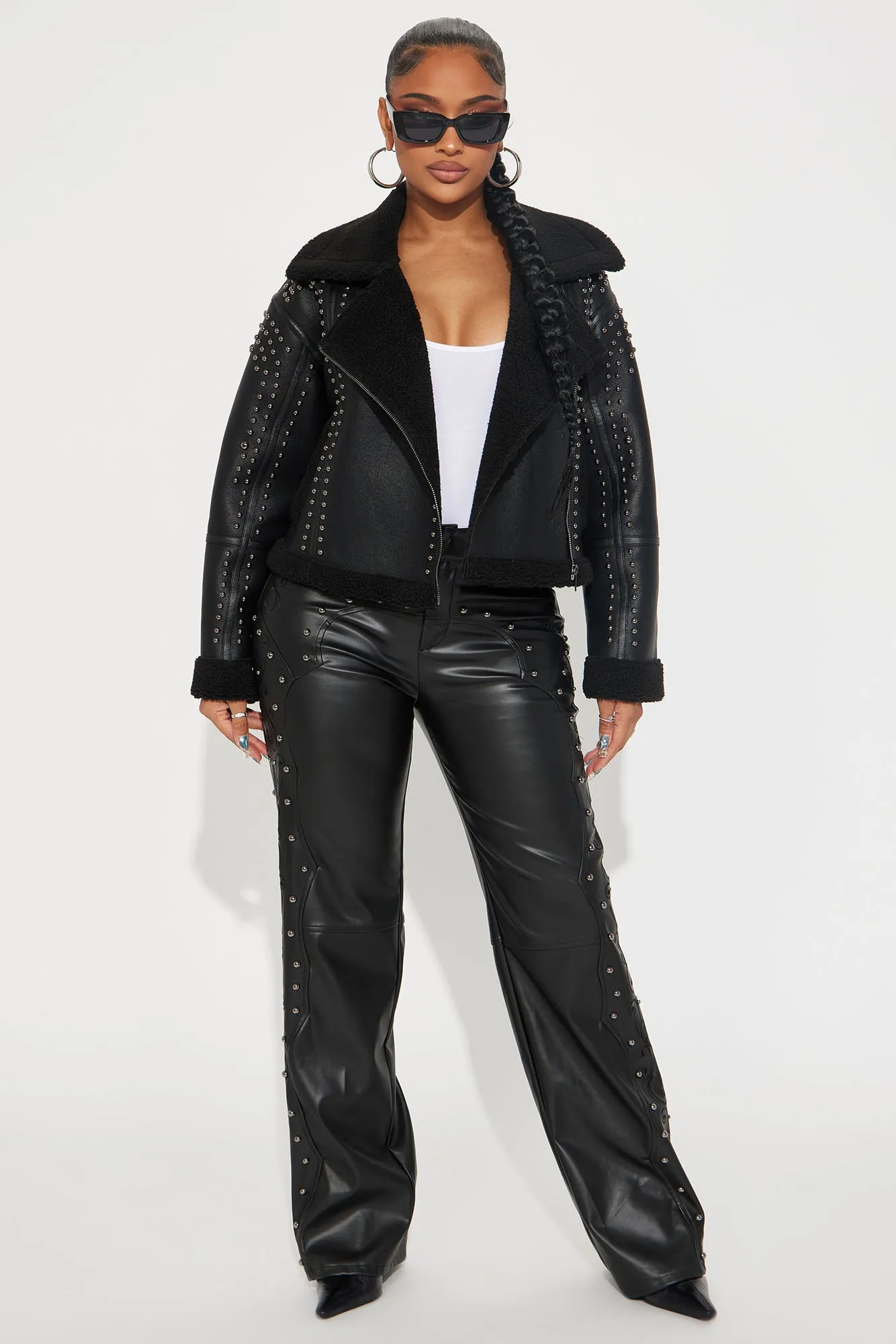 Star Studded Faux Leather Jacket - Black sold by Fashion Nova product image thumbnail 2